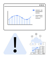 data analysis dashboard with cloud backup workflow vector image