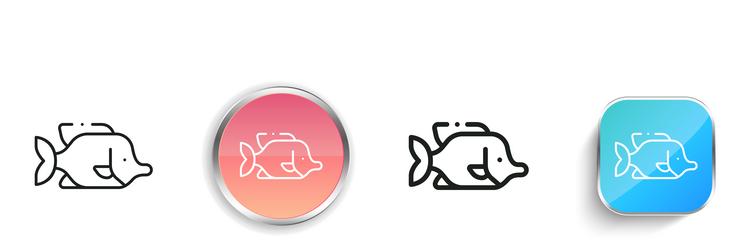 fish icon thin linear regular and button style vector image