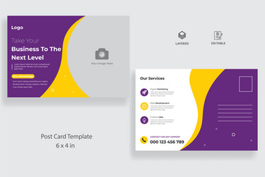 postcard template with creative layout vector