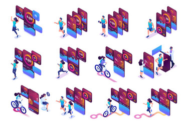 big isometric set bright concepts use vector image