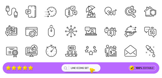 delivery time security lock and timer line icons vector image