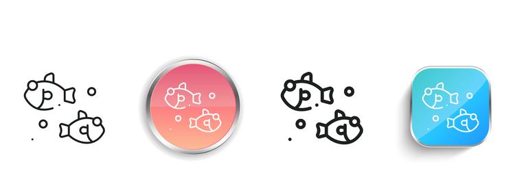 fish icon thin linear regular and button style vector image