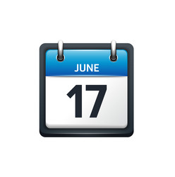 June 17 calendar icon flat vector