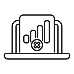 laptop showing declining chart with error sign vector image