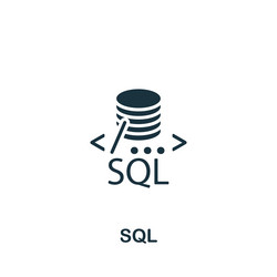 Sql icon monochrome simple sign from data vector