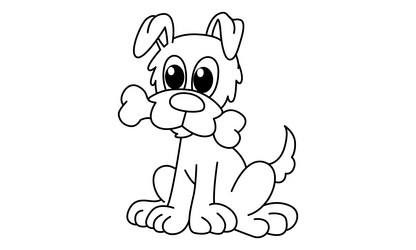 Cute dog cartoon coloring page for kids Royalty Free Vector