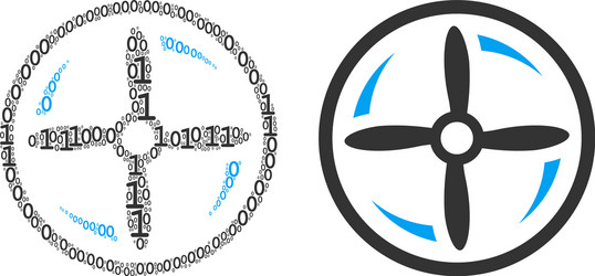 Drone screw rotation mosaic of binary digits vector