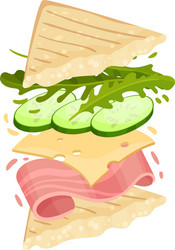 Sandwich on a triangular toast vector