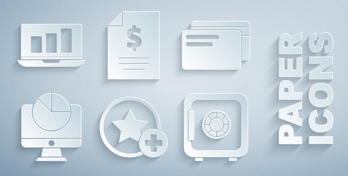set star credit card computer monitor with graph vector image