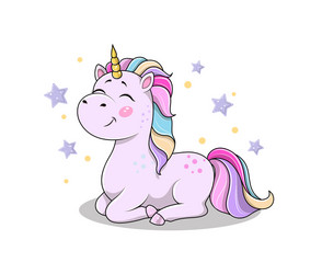 Smiling Cartoon Unicorn Vector Image