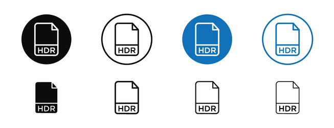 Hdr image file extension icon set document design vector