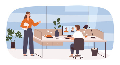 scene with work process concept of workflow vector image