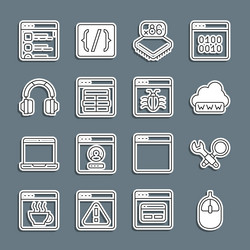 set line computer mouse debugging web vector image