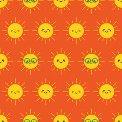 Smiling sun characters seamless pattern vector