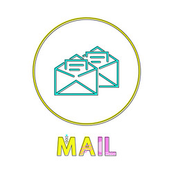 mail app round linear icon with open envelopes vector image