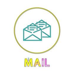 Mail app round linear icon with open envelopes vector