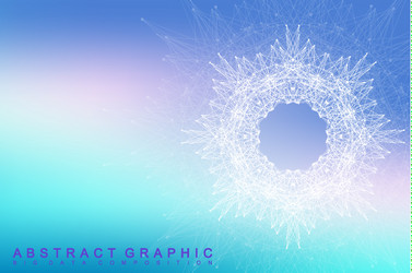 fractal element with connected lines and dots big vector image