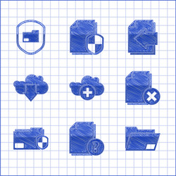 set add cloud unknown document folder vector image