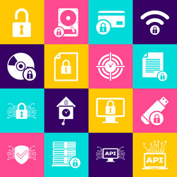 set computer api interface usb flash drive vector image