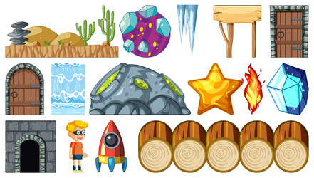 set of isolated fantasy space objects vector image
