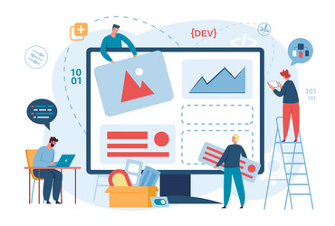 web developers and designers team build website vector image