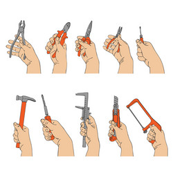 hands with different instruments vector