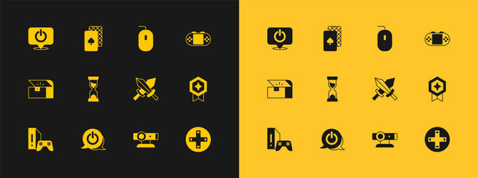 Set portable video game console power button vector