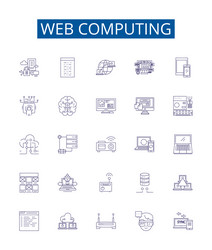 Web computing line icons signs set design vector