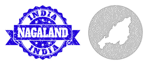 wire frame mesh round subtracted map nagaland vector image