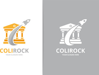 Bank and rocket logo combination column vector