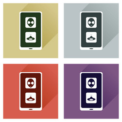 concept of flat icons with long shadow mobile vector