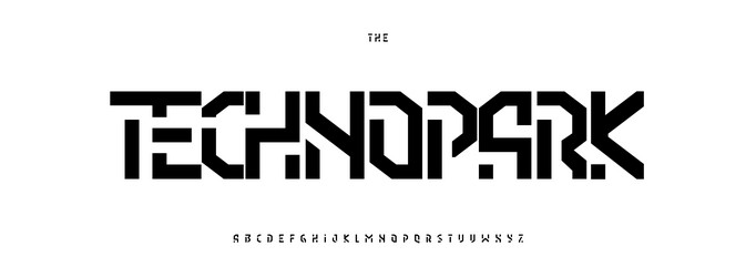 modern techno alphabet robotic font design bold vector image
