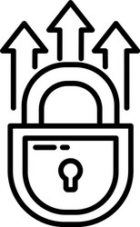 padlock with arrows up half line style vector image