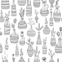 seamless repeating pattern of vases with ornaments vector image