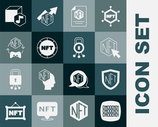 Set binary code nft shield digital crypto art vector