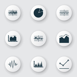 set of graphs diagrams and statistics icons vector image