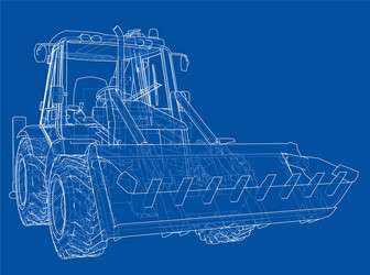 Sketch of loading shovel with back actor vector