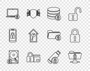 set line hard disk drive and lock ftp folder vector image
