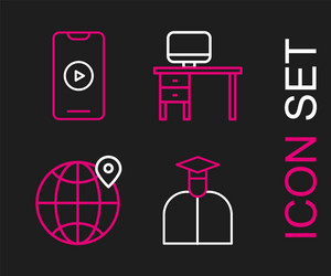 set line student location on the globe computer vector image