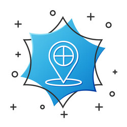 White line map pointer with taxi icon isolated vector