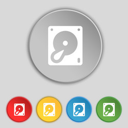 Hard disk and database icon sign symbol on five vector