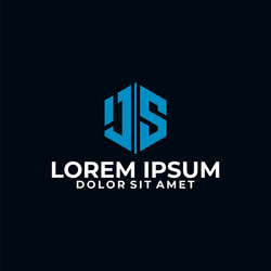 initial letter js logo template with hexagonal vector image