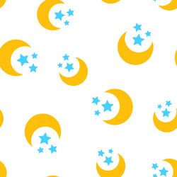 Nighttime moon and stars icon seamless pattern vector