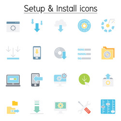 setup and install icon in thin line style vector image