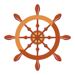 Happy male captain steering ship flat Royalty Free Vector