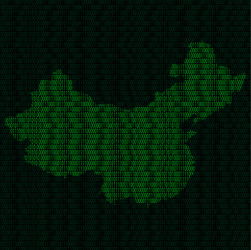 silhouette of china from binary digits vector