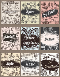 Collection of vintage creative cards vector