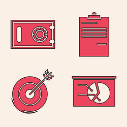 Set board with graph chart safe document vector