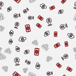 set line cloud computing lock password vector image