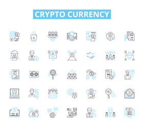 crypto currency linear icons set blockchain vector